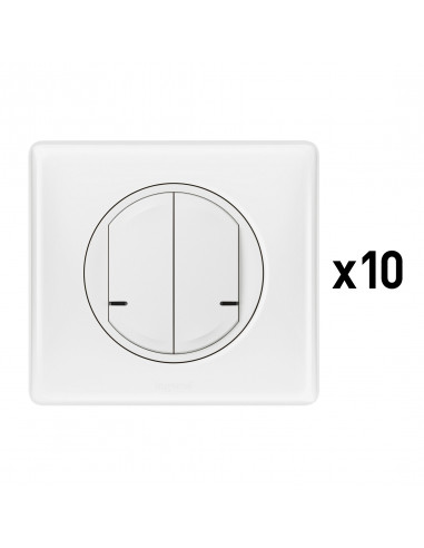 Lot de 10 interrupteurs doubles connectés Céliane with Netatmo blanc LEGRAND 100065