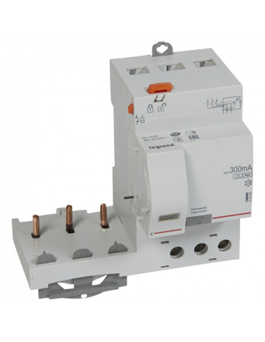 Bloc différentiel adaptable à vis DX³ pour disjoncteur 1 module par pôle 3 Pôles 400V~ 63A type F 300mA LEGRAND 410489