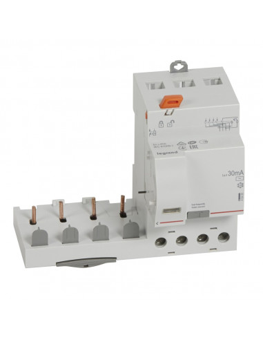 Bloc différentiel adaptable à vis DX³ pour disjoncteur 1 module par pôle 4 Pôles 400V 40A type AC 30mA LEGRAND 410499
