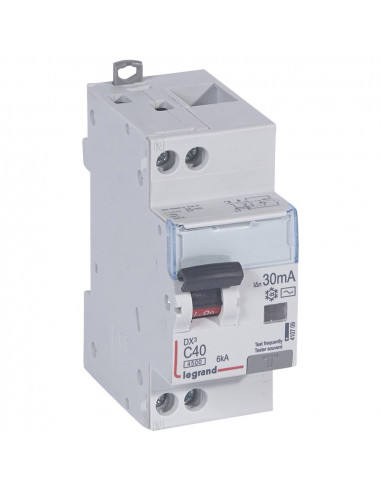 Disjoncteur différentiel DX³4500 à vis U+N 230V 40A type AC 30mA courbe C 2 modules LEGRAND 410709