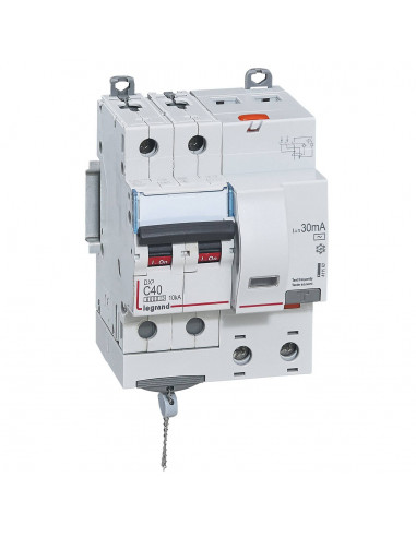 Disjoncteur différentiel monobloc DX³6000 10kA vis 2 Pôles 400V 40A type AC 30mA LEGRAND 411162
