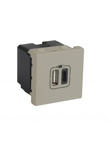 CHARGEUR 2 MODULES 2 USB A+C 3A 15W ARTEOR CHAMPAGNE LEGRAND 571077