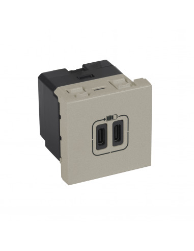 CHARGEUR 2 MODULES 2 USB C+C 3A 15W ARTEOR CHAMPAGNE LEGRAND 571078