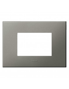 PLAQUE DE FINITION ARTEOR 3 MODULES ITALIE ET US CARRE MAGNESIUM LEGRAND 575017 2