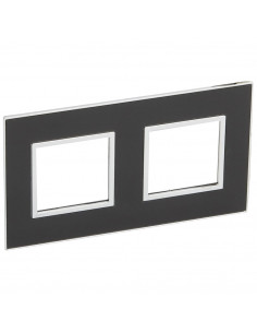 PLAQUE DE FINITION ARTEOR 2X2 MODULES CARRE MIRROR NOIR LEGRAND 575023