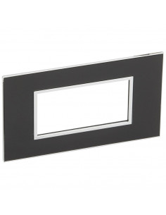 PLAQUE DE FINITION ARTEOR 4 MODULES CARRE MIRROR NOIR LEGRAND 575033