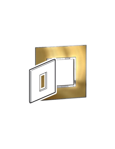 PLAQUE DE FINITION ARTEOR 1 CARRE MODULE SCHUKO BRASS GOLD LEGRAND 576220