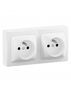 Double prise de courant horizontale avec terre Les Apparents Complet Blanc LEGRAND ALB3113WH