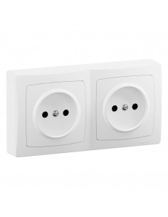 Double prise de courant sans terre précâblée Les Apparents Complet Blanc LEGRAND ALB3197WH