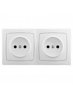 Double prise de courant sans terre précâblée Les Apparents Complet Blanc LEGRAND ALB3197WH 2
