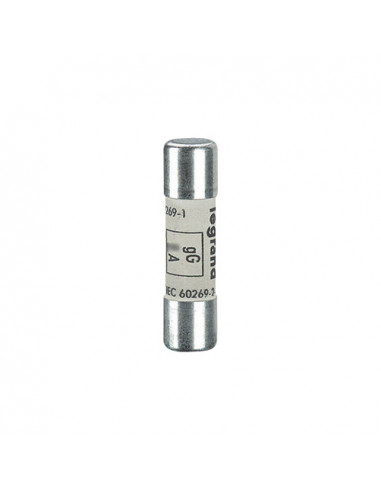Cartouche industrielle cylindrique type gG 10x38mm avec voyant 10A LEGRAND 013410