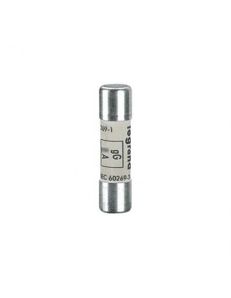 Cartouche industrielle cylindrique type gG 10x38mm avec voyant 10A LEGRAND 013410