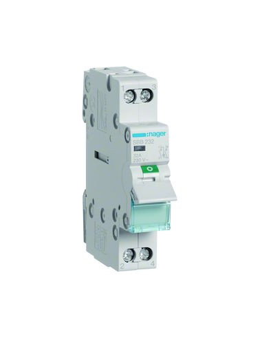 Interrupteur modulaire 2 pôles 32A à voyant HAGER SBB232