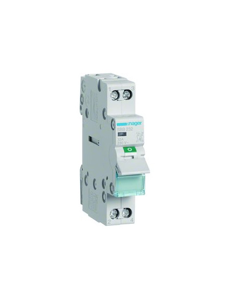 Interrupteur modulaire 2 pôles 32A à voyant HAGER SBB232