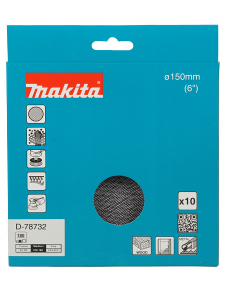 10 Disques abrasifs à maille Ø150mm A180 MAKITA D-78732