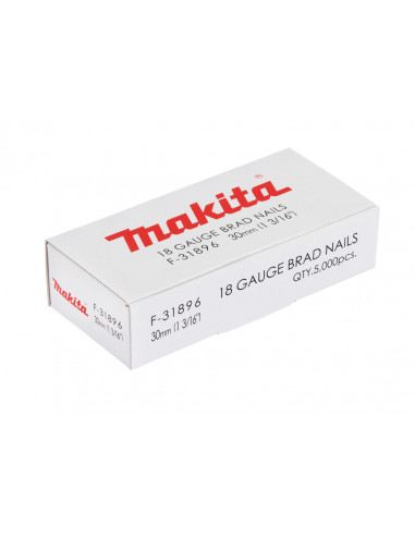 5000 Clous tête homme mini brads 18 Ga galvanisés pour cloueurs pneumatiques (DBN500, SKN12, NT45A, IM50) 30mm MAKITA F-31896