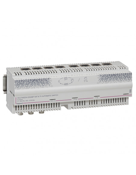 Centrale automatique Gigabit modulaire télévision TNT satellite 8 sorties RJ45 12 modules LEGRAND 413038