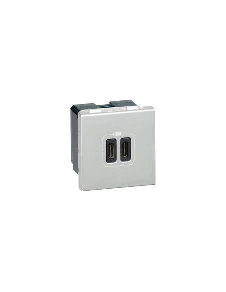 Prise 2 USB Type-C 3A 5V 15W Mosaic 2 modules 230V alu LEGRAND 079390