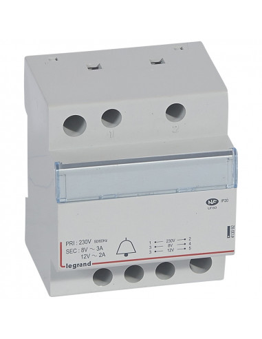 TRANSFO SONNERIE 12/8V 24VA LEGRAND 413092
