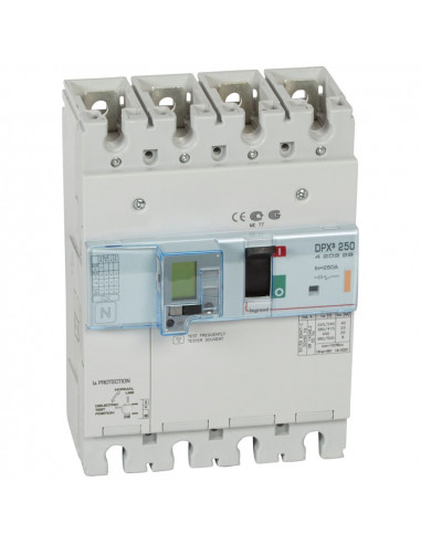 Disjoncteur électronique différentiel DPX³250 pouvoir de coupure 25kA 400V 4 Pôles 250A LEGRAND 420329