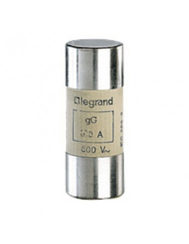 Cartouche industrielle cylindrique type gG 22x58mm avec percuteur 80A LEGRAND 015580
