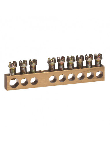 Bornier de répartition nu à visser 1 connexion 6mm² à 25mm² longueur 122mm LEGRAND 004805