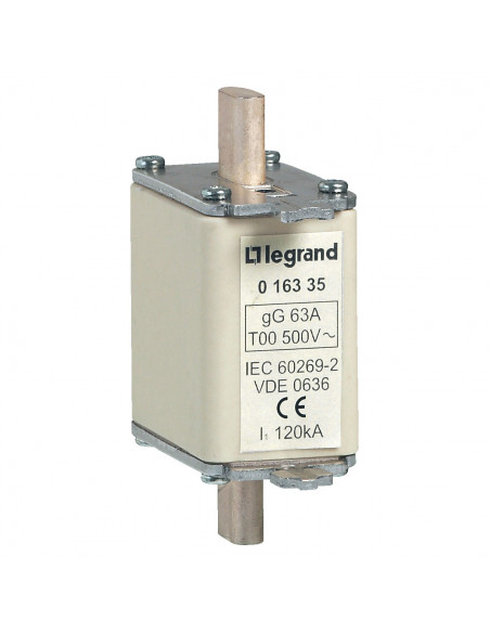 Cartouche industrielle à couteau type gG taille 00 avec voyant 160A LEGRAND 016355