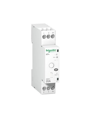 Contacteur silencieux Acti9 iCT+ HC à commande manuelle 1 Pôle 20A 230VCA SCHNEIDER A9C15031