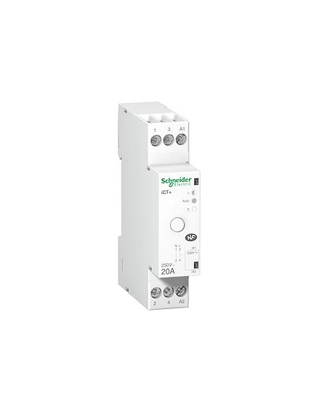 Contacteur silencieux Acti9 iCT+ HC à commande manuelle 1 Pôle 20A 230VCA SCHNEIDER A9C15031