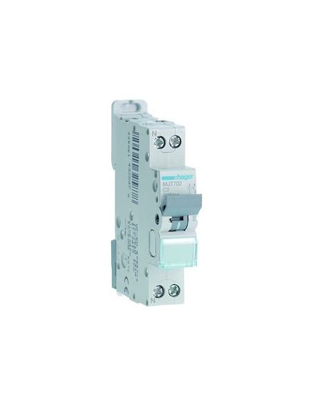 Disjoncteur 1P+N courbe C 2A 1 module HAGER MJT702