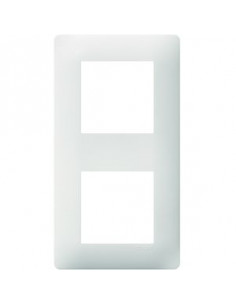 Essensya Plaque 2 postes réversible entraxe 71mm Blanc HAGER WE402