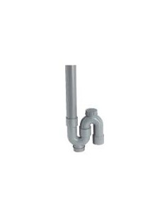 Siphon tubulaire simple ABS à sortie verticale avec deux bouchons 0014350