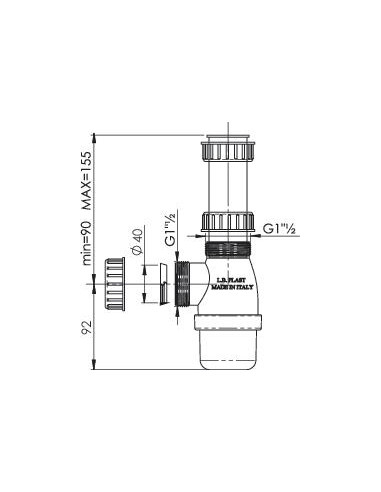 SIPHON PLASTIQUE REGLABLE 114-40H