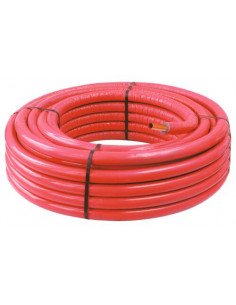 Tube P.E.R pré-gainé isolé rouge PEX B diam 16 50M 130-16-50S