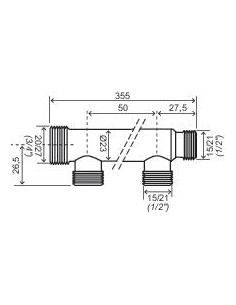 Collecteur de distribution double filetage à portée plate Nu 8 Sorties 1 2" 1645-07-20 2
