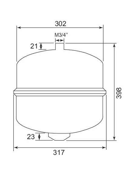 Vase d'expansion cylindrique à membrane à suspendre 25 litres 25-25