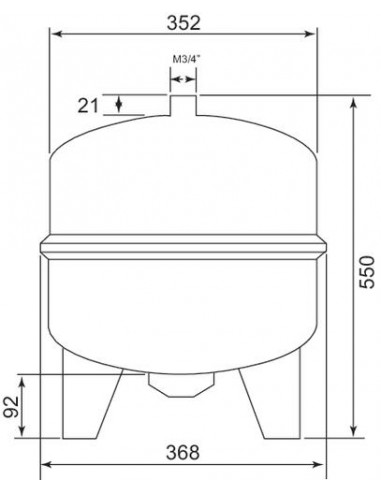 Vase d'expansion cylindrique à membrane sur pieds 35 litres 25-35