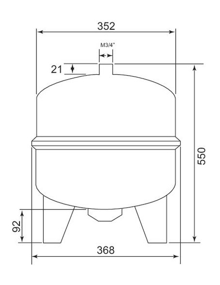 Vase d'expansion cylindrique à membrane sur pieds 35 litres 25-35