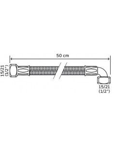 Flexible à 1 écrou tournant et 1 raccord coudé écrou tournant 500 F1/2"F1/2" SOMATHERM 2985-18 2