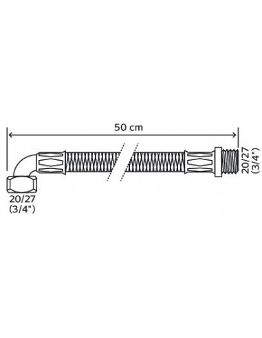 Flexible à 1 écrou mâle et 1 raccord coudé écrou tournant 500 M3 4"F3 4" 2985-28