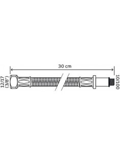 Flexible à 1 écrou tournant et 1 raccord mâle 10 100 prolongé 300 F3 8"M10 100 2986-45 2