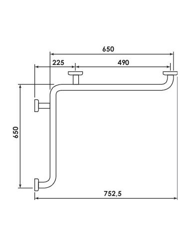 BARRE D'ANGLE 650X650MM EPOXY BLANC 3347