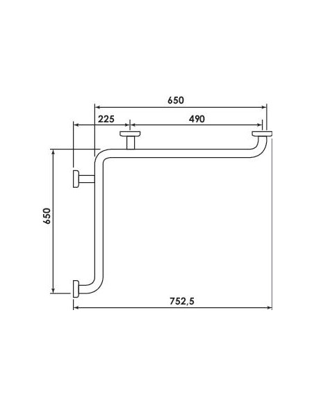 BARRE D'ANGLE 650X650MM EPOXY BLANC 3347
