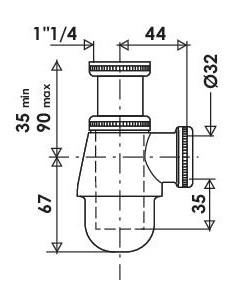SIPHON LAVABO NICKEL 1''1 4 383-33 2