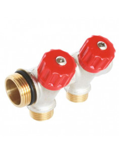 Collecteur de distribution laiton EASYLOCK avec vannes intégrées 2 Sorties 3 4" 4015-02-20R