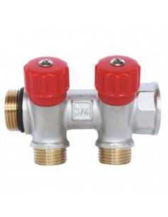 Collecteur de distribution laiton EASYLOCK avec vannes intégrées 2 Sorties 3 4" 4015-02-20R 2