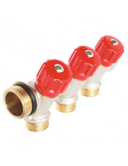 Collecteur de distribution laiton EASYLOCK avec vannes intégrées 3 Sorties 3 4" 4015-03-20R
