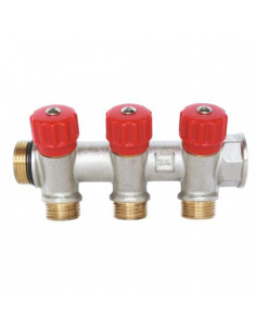 Collecteur de distribution laiton EASYLOCK avec vannes intégrées 3 Sorties 3 4" 4015-03-20R 2