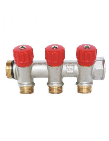 Collecteur de distribution laiton EASYLOCK avec vannes intégrées 3 Sorties 3 4" 4015-03-20R