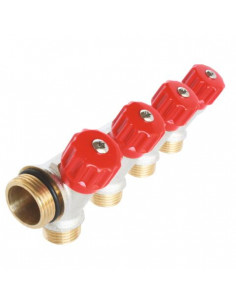 Collecteur de distribution laiton EASYLOCK avec vannes intégrées 4 Sorties 3 4" 4015-04-20R